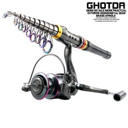 Boot Hengels 1.8-3.6m Koolstofvezel Spinning Hengel 5.2 1 Reel Fishing Combo Telescopische Hengel Spinning Reel Kit Pesca 230703