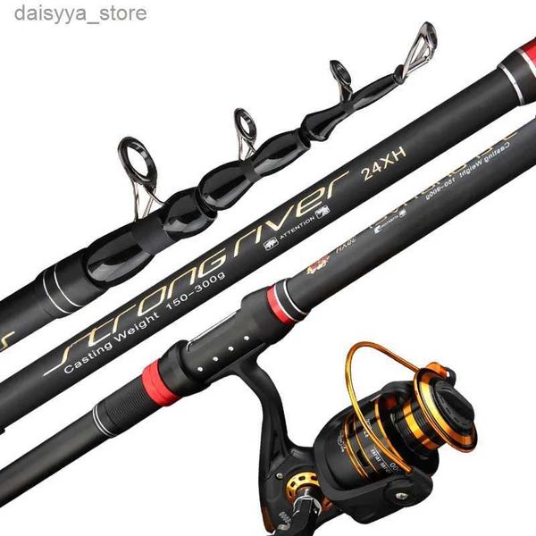 Boat Fishing Rods Canne à pêche télescopique de 1.8 à 3.6M, en Fiber de carbone, pour pêche en mer, poids d'appât, 10 à 250g, Super Hard Rock Fishing RodsL23118