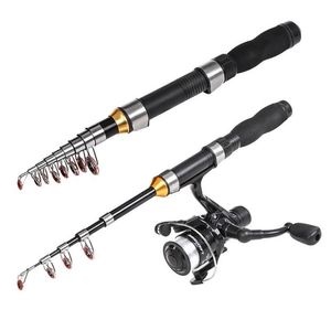 Cannes à pêche en bateau 1m 1 2m 1 5m Rod Portable Spinning Pole Travel Sea Rock Accessoires Tool257W