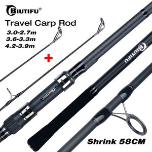 Boat Fishing Rods BIUTIFU 2Tips Carp Fishing Rod 3.5lb 7Sections 4.2/3.6/3.0m 30t Carbon Fiber Travel Throwing 60-150m Shore Casting Spinning Pole 230703