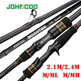 Cannes à pêche pour bateaux Canne à pêche Ex-Fast 2,1 m 2,4 m Canne en carbone ML/M 2 embouts 5-28g Canne à filature Casting Light Jigging Rod 2 Sections Johncoo booster 231109