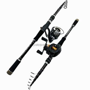 Boat -vissersstangen Ghotda Uitgooien Spinning Combo Bass Fishing Rod en Baitcasting Fish Reel Ultralight Travel Set PESCA 1.8M 2.1M 2,4 m 2,7 m 3ml231223