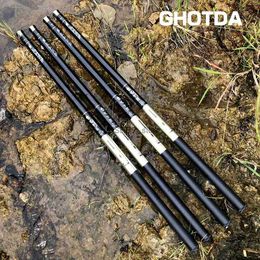 Barco de pescado Pole de pesca Ghotda 3.6-7.2m ultraligero duro Alto carbono de fibra telescópica de la mano de la mano telescópica Fishingl231223