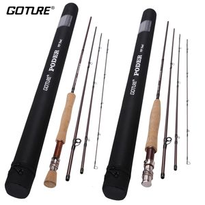 Cañas de pescar para barcos Goture PODER Fly Rod 2,7 M 9FT 4 secciones 30T 36T de carbono con bolsa funda fuerte para viaje 4wt 5wt 7wt 8wt 230609