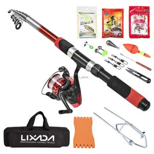 Barco Candas de pesca LIXADA 2.1M Combo de caña de pesca telescópica Combo completo Kits de aparejos de pesca Juego de cebos de pescado de pescado ganchos de pesca Bolsa de pesca Kitl2312223