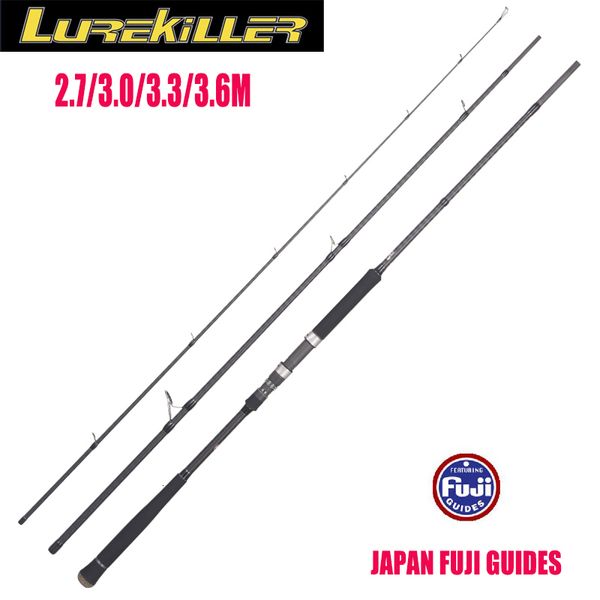 Canne à pêche pour bateau Lurekiller Full Fuji Parts Sea Bass Rod Light Shore Jigging Rod MH 15-50G 3 Sections 2.7m-3.6m Spinning Lure Rod 230614