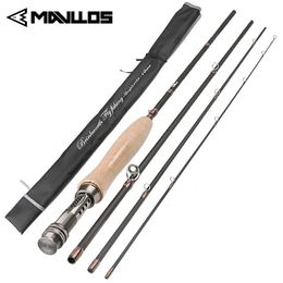 Boot Hengels Mavllos 8FT 2.4M/9FT 2.7M Vlieghengel Koolstofvezel 3/4 5/6 WT Medium Snelle Actie Kurkenhandvat 4 Sec Lichtgewicht River Fly Rod 231201