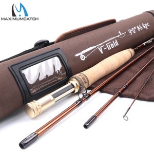 Boothengels Maximumcatch VGold Fly Rod 40T SK Carbon Snelle actie met Cordura buisgeleider Roestvrij inzetstuk Pacbay Minima Ring 231012