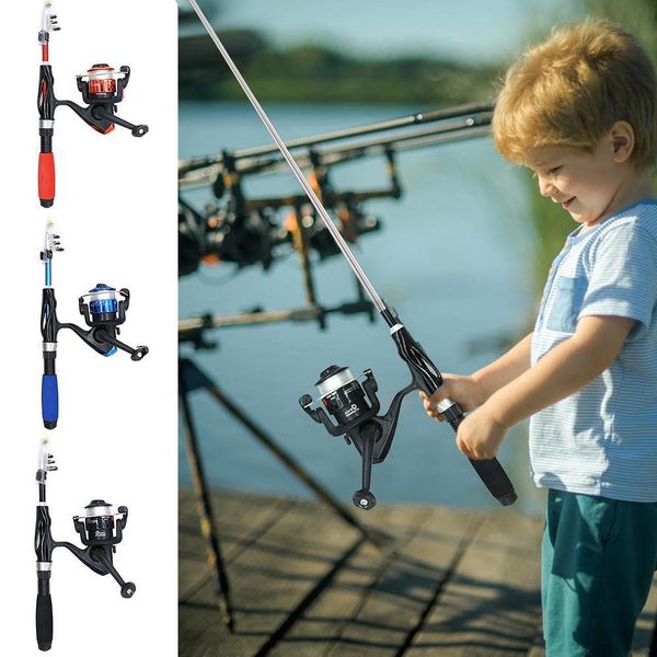 Boat Fishing Rods Mini ensemble de canne à pêche télescopique avec moulinet boîte à appâts Kit de canne à pêche pour enfants ensemble de canne à pêche Portable en plein air 230324