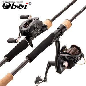 Cañas de pescar para barcos Obei Travelfising Casting Spinning Caña de pescar y carrete de pesca Combo 1,98/2,1/2,4 m Señuelo Bass Travel Rod Baitcasting Carrete de carpa Q231031