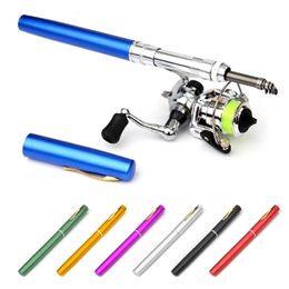 Boot Hengels Pocket Inklapbare Hengelmolen Combo Mini Pen Hengel Kit Telescopische Hengel Spinning Reel Combo Kit 231216