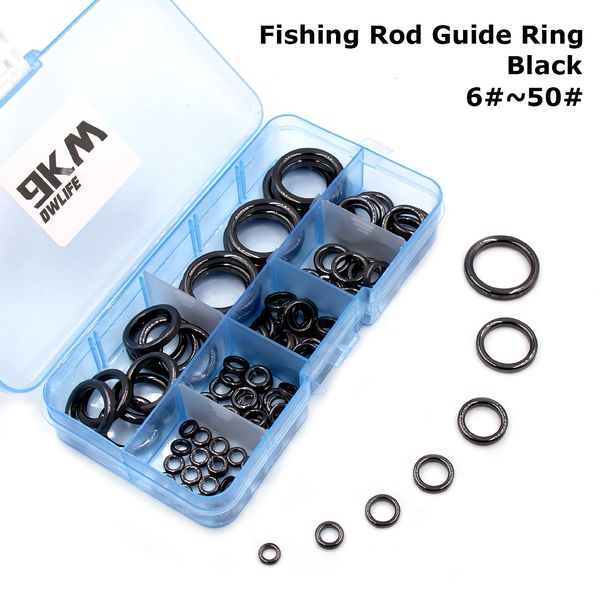 Cannes à pêche pour bateau Guides de tige Anneau 10Pcs100Pcs Kit de remplacement de réparation de guide en céramique résistant à l'usure Alconite Noir 6mm47m 230729