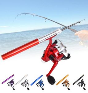 Canne à pêche en bateau, Mini stylo à poisson de poche en alliage d'aluminium et roue de moulinet, accessoires pour petits poteaux de mer 2135100