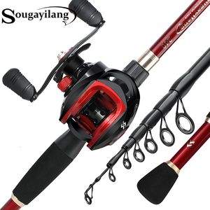 Canne à pêche en bateau Sougayilang 1.8-2.4m Canne à pêche télescopique en fibre de carbone et moulinet Combo Top Qualité Casting Fishing Pole 181BB Reel Fishing Set 230718