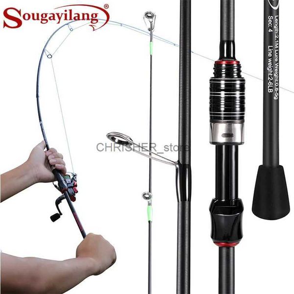 Barco de cañas de pesca Sougayilang Varilla de pesca giratoria 1.8-2.1m Varilla de fibra de carbono ultraligera 3/4 con mango EVA Baitcasting Fishing Barnl231223