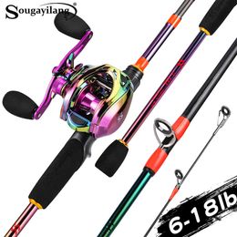 Boat -vissersstangen Sougayilang Visstang en haspel Combo 18m24m draagbare koolstofvezel visstok Max 8 kg 651 Highspeed 91 BB Wheel Tackle J230211