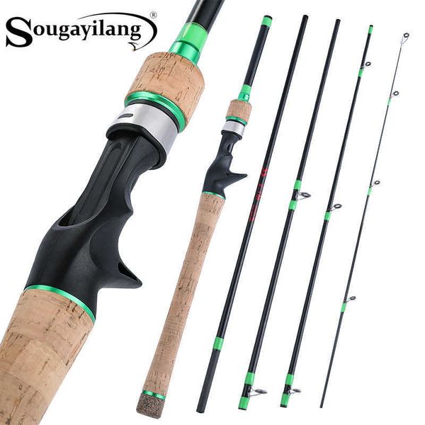 Cannes à pêche en bateau Sougayilang Canne à pêche 18 24m 5Section Fibre de carbone Baitcastting Rod Portable Travel Carp Pole Fishing TackleTools Pesca J230211