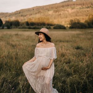Boothals kraamfotografie vrouwen zwangerschapskleding kanten jurk voor zwangere fotoshoot kleding
