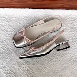 Boot Square Sliver Slip Dress Teen op platte schoenen voor dames Ballet Flats Comfortabele strik Damessandalen 23081 21 s Comtable