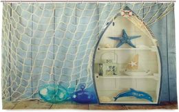 Boot Staan tegen de muur Andere Aquatic Objects Sea bevatte Picture Shower Curtain214G3598230
