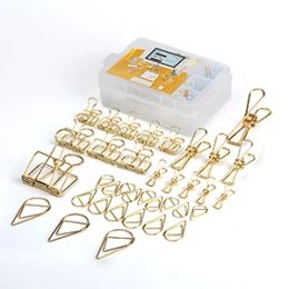 Boten geel goud /roségouden binder clips, skeletclips, papieren clips desktop mini binder kantooraccessoires