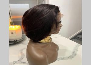 Bob Cut Wig 4x4 Lace Sluiting Pruiken 100 Virgin Braziliaans menselijk haar vooraf geplukt met babyhaar 130 150 Dichtheid voor zwarte vrouwen7766758