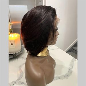 Bob Cut Wig 4X4 Lace Closure Wigs 100% Cheveux humains brésiliens vierges pré-plumés avec des cheveux de bébé 130% 150% Densité pour les femmes noires227s