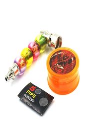 Bob Metal Grinder Set Plastic and Tobacco for Dry Herb with 5 Pipe Screens 2 Type1334369