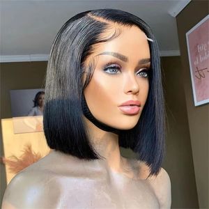 Bob Wig Lace Front Brazilian Human Hair Wigs for Black Women Preplusted Corto Natural Natural HD HD Full frontal Cierre de cierre