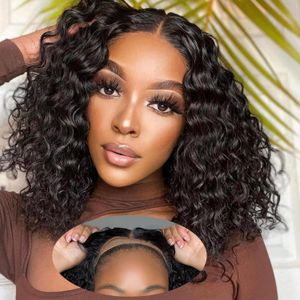 Bob Wigs Wear and Go Glueless Full HD Lace Wig voorgeplukte diepe golf kort krullend menselijk haarpruiken 180%