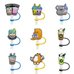 boba melk thee zacht rubber herbruikbare stro topper accessoires cover charms Splash Proof drinken stof plug decoratieve charme fit 8mm stro picknick camping