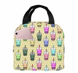 Sac à lunch isolée à thé Boba pour femme cooliage plus cool avec boîte à lunch de poche FRT Sac à lunch réutilisable pour hommes adultes filles o9ev #