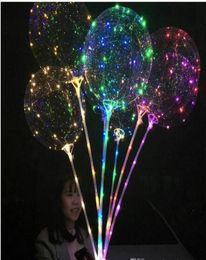 Bobo Ballonnen LED Bobo Ballon Met 315 inch Stok 3M String Ballon LED Licht Kerst Halloween Verjaardag Ballonnen Feestdecoratie7813667