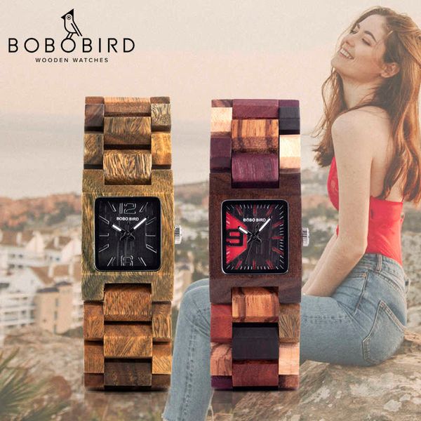 BOBO BIRD 25mm petites femmes montres en bois quartz montre-bracelet montres cadeaux petite amie Relogio Feminino dans une boîte en bois 210616