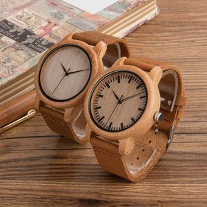 BOBO BIRD A16 A19 montres en bois japon Quartz 2035 mode décontracté horloges en bambou naturel pour hommes et femmes en papier boîte-cadeau 257u