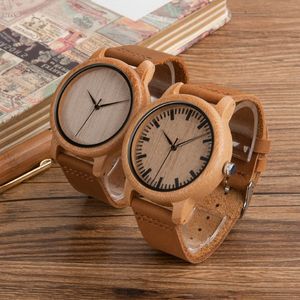 BOBO BIRD A16 A19 montres en bois japon Quartz 2035 mode décontractée horloges en bambou naturel pour hommes et femmes en papier boîte-cadeau 272R