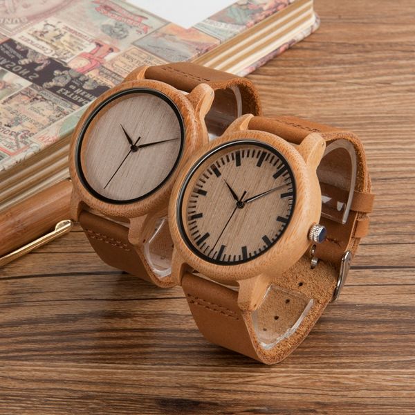 Bobo Bird A16 A19 Wooden Watches Japan Quartz 2035 Fashion Casual Natural Bamboo Clocks for Men and Women in Paper Gift Box 158E