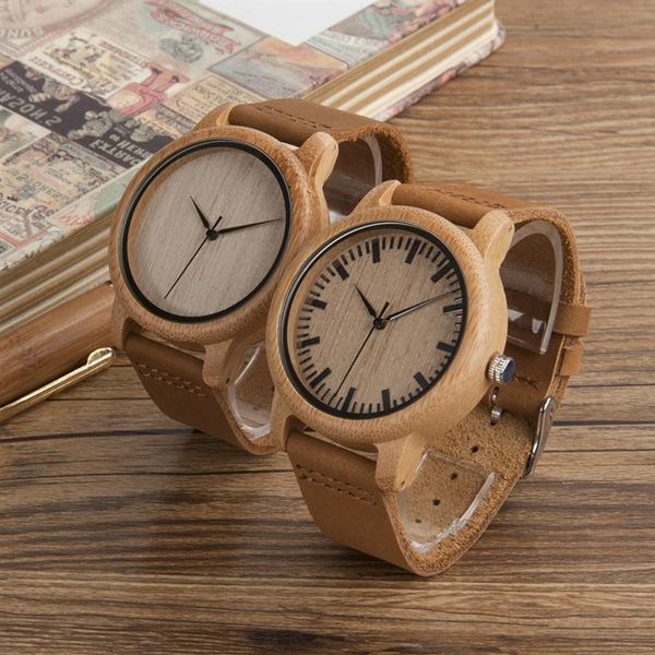 BOBO BIRD A16 A19 Relojes de madera Japón Cuarzo 2035 Moda Casual Relojes de bambú natural para hombres y mujeres en caja de regalo de papel 274w