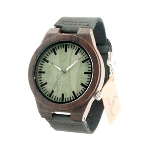 Bobo Bird B14 Vintage houten horloges Fasgion -stijl polshorloge voor mannen Green Dial Face zal het beste cadeau zijn voor vrienden 286H