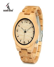 Bobo Bird Casual Bamboo houten horloge Japanse bewegingen polshorloges bamboe houten band horloges kwarts horloge voor Men2241537