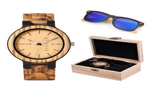 Bobo Bird Classic Men Custom Wood Watch en houten zonnebrillenpak Present Box Gift Set voor Dad Fathers Day LY1912139039326