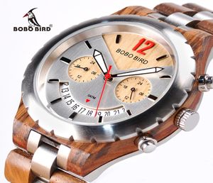 Bobo Bird Elegant houten heren horloges topmerk luxe metalen polshorloge waterdichte datumdisplay Marcas de reloj hombre WQ28 C19025499685