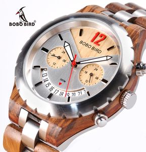 Bobo Bird Elegant houten heren horloges topmerk luxe metalen polshorloge waterdichte datumdisplay Marcas de reloj hombre WQ28 C19028527088