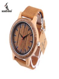 Bobo Bird M14 Men Wooden horloges Topmerk Luxe antieke antieke orologi Men met lederen band in papieren geschenkdoos7507864