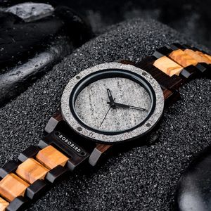 BOBO BIRD montre en pierre pour hommes bracelet en bois japon montres à Quartz personnalisé cadeau de noël Relogio Masculino 240125