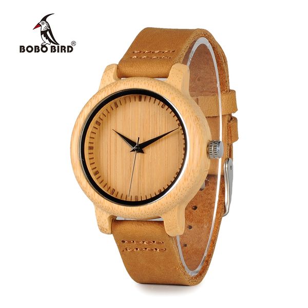 BOBO BIRD WA10 Femmes Montres Montre en bois de bambou Montre à quartz en cuir véritable comme cadeau pour dames Accepter OEM Relogio 201114