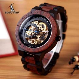 BOBO BIRD montre mécanique en bois hommes Relogio Masculino grands hommes montres Top marque montres de luxe erkek kol saati W-R05 210329