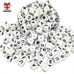 Bobo.box 12 mm 100 stcs siliconen letters voedselkwaliteit kauwen Engelse alfabe kralen diy baby kinderziektes speelgoed fopspeen hanger 211106