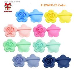 BOBO.BOX 5 pcs Rose Silicone Perles Bébé Anneau De Dentition Fleur De Qualité Alimentaire Bébé Jouets De Dentition Pour Sucette Chaîne Collier DIY Accessoires L230518