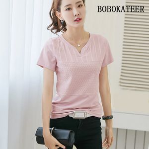 Bobokateer katoenen shirt vrouwen blouses plus size borduurwerk blouse femme etes 2019 korte mouw zomer tops blusas camisa feminina y19062501